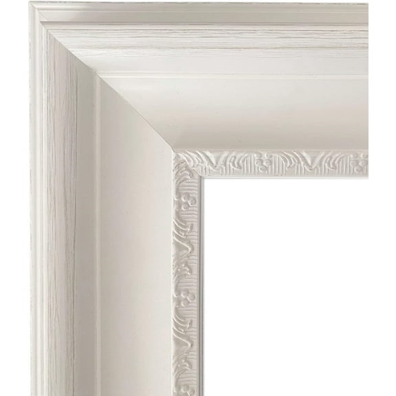 Modern Ornate Wall Picture Frame 3" Wide (White, 12" x 16" Frame with Plexiglass & Backing Board)