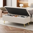 thumbnail image 1 of Modern Ottoman Bench With Storage, 38.4in Corduroy Footrest Stool With Legs, Tufted Upholstered End Of Bed Bench Ottoman For Living Room Entryway, 1 of 6