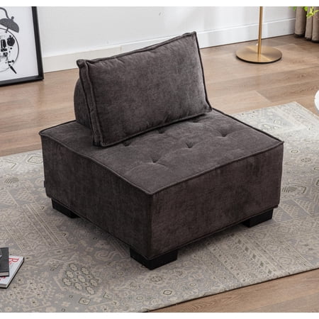 Modern Ottoman Chair, Accent Sofa Barrel Chairs, Modern Sofa Lounge Club Rectangular Chair for Living Room(Grey)