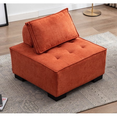 Modern Ottoman Chair, Accent Sofa Barrel Chairs, Modern Sofa Lounge Club Rectangular Chair for Living Room(Orange)