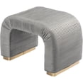 thumbnail image 1 of Modern Ottoman Footstool, Upholstered Small Vanity Foot Rest Stool Chair with Golden Iron Ring, Ottomans for Entryway, Living Room, Bedroom, Grey, 1 of 15