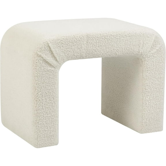 Modern Ottoman Footstool, Upholstered Small Vanity Foot Rest Stool, Velvet Vanity Stools, White Ottomans for Entryway, Living Room, Bedroom