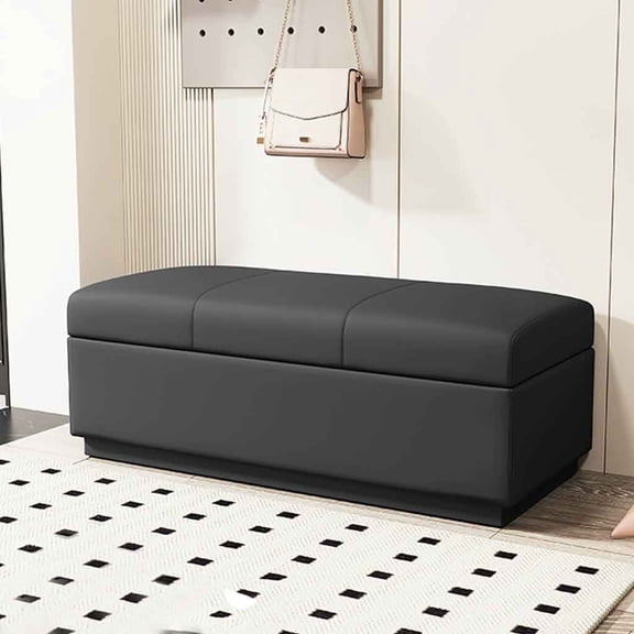 Modern Ottoman Storage Box,Upholstered Leather Blanket Box,End of Bed Storage Benches,Window Stool Corner Bench for Bedroom Sofa Footrest