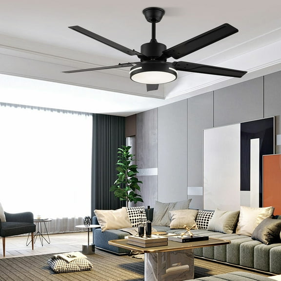 Modern Outdoor Ceiling Fan with LED Light 3 Colors Remote Control Silent Motor