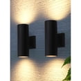 thumbnail image 1 of Modern Outdoor Cylinder Wall Lights 12", Porch Light in 2 Lights, Up Down Lights, Matte Black Waterproof Wall Sconce, Aluminum, E26 Base, Exterior Light Fixture Wall Mount, ETL, Pack of 2, 1 of 6