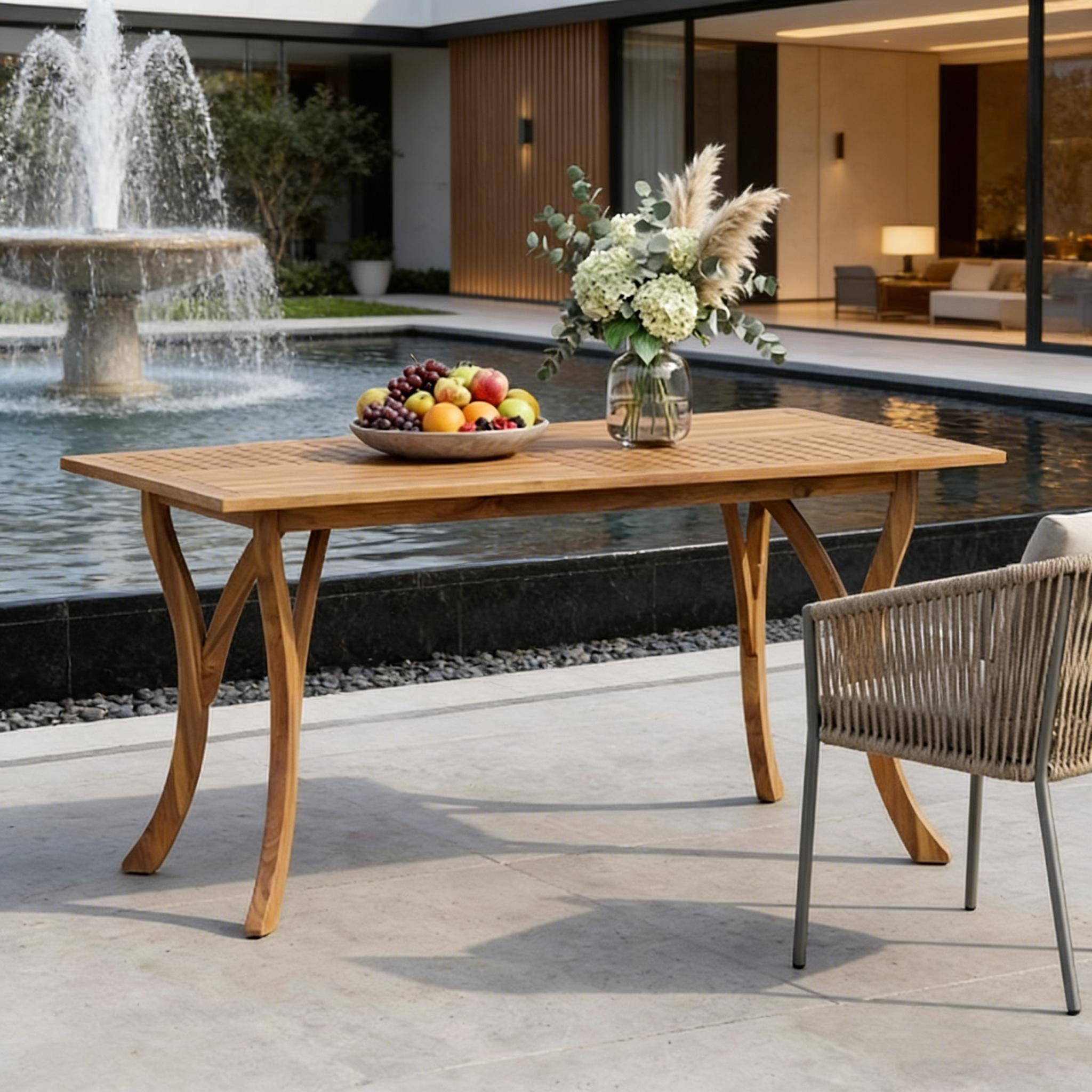 Modern Outdoor Dining Table – 59-Inch Rectangular Finish, Country ...