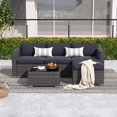 thumbnail image 1 of Modern Outdoor Patio Furniture Set，5-Piece Gray Wicker Sectional Sofa, with Dark Gray Cushions and Coffee Table, Perfect for Gardens, Patios, and Backyards, 1 of 7