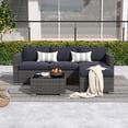 thumbnail image 1 of Modern Outdoor Patio Furniture Set，5-Piece Gray Wicker Sectional Sofa, with Dark Gray Cushions and Coffee Table, Perfect for Gardens, Patios, and Backyards, 1 of 7