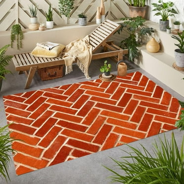 Modern Outdoor Patio Porch Rug Washable Reversible Art Deco Area Rug for Deck Balcony Backyard Garden Waterproof Camping Carpet 1'x2' Non Slip Stone Print Outside Rugs