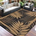 thumbnail image 1 of Modern Outdoor Rug, Waterproof Outdoor Area Rugs, Reversible Plastic Straw Carpet for Deck, Porch Picnic, Balcony, Beach, Black & Brown, 8*10 ft, 1 of 7