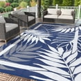 thumbnail image 1 of Modern Outdoor Rug, Waterproof Outdoor Area Rugs, Reversible Plastic Straw Carpet for Deck, Porch Picnic, Balcony, Beach, Blue, 9*18 ft, 1 of 7