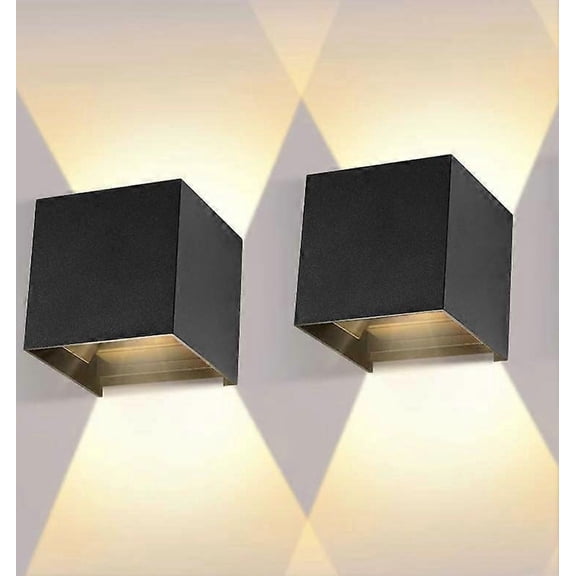 Modern Outdoor Wall Lamps, Square Aluminum Black Up And Down Lights, Waterproof IP65, Adjustable Beam Angle, Safe And Reliable