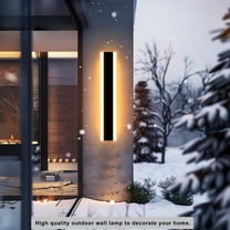 Modern Outdoor Wall Light, Black Rectangle LED Wall Sconce, IP67 Waterproof for Patio Porch Garage, 3000K Warm White, Metal Exterior Light Fixture for Indoor Outdoor Use-23.6inch