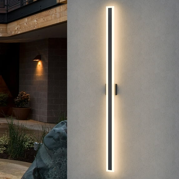 Modern Outdoor Wall Light Exterior Lighting Fixtures LED Linear IP65 Waterproof Wall Lamps Outdoor Wall Sconces Lighting for Porch Patio Garage Yard IP65 Waterproof, 3000K 48W 1855LM, 63 Inch