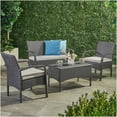 thumbnail image 1 of Modern Outdoor Wicker Sofa Set 4pc, Grey PE Rattan Patio Furniture with Waterproof Fabric Cushions, 1 of 10