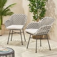 thumbnail image 1 of Modern Outdoor Woven Club Chair Set with Angled Frame and Faux Rattan Metal Accents for Patio Backyard Dining Space, 1 of 9