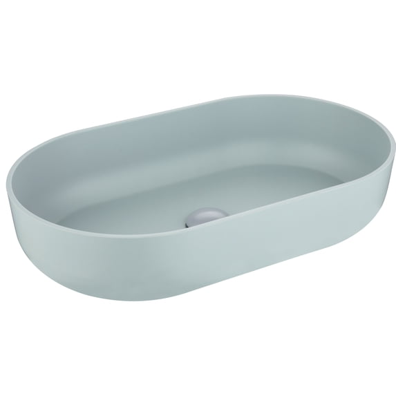 Modern Oval 24x14 Inch Above-Counter Bathroom Vessel Sink for Vanity Cabinet, Non-Porous Hygienic Surface with Scratch-Resistant Quick-Drain Design