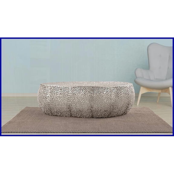 Modern Oval Cast Aluminum Coffee Table for Living Room - Silver, Durable & Customizable Finishes