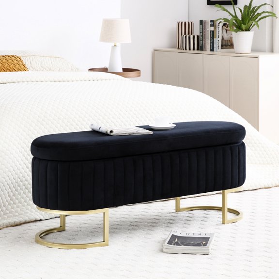 Modern Oval Design - Elegant Living Room Bench with Big Storage