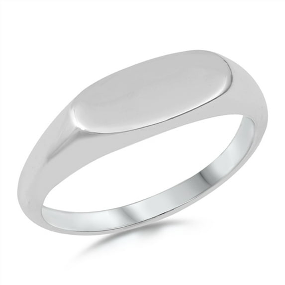 Modern Oval Engravable Signet .925 Sterling Silver Band Jewelry Female Male Unisex Size 12