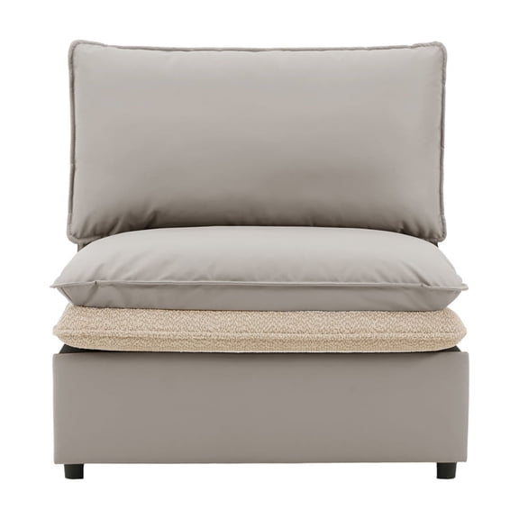 Modern Oversized Armchair, 30" Accent Lounge Chair for Living Room/Bedroom, Dual-Sided Seasonal Comfort (Eco Leather/Hooked Yarn), High-Density Foam, Mist Gray, Wood Frame