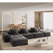 Modern Oversized Chenille Sectional Sofa, 6 PCS DIY, BLACK