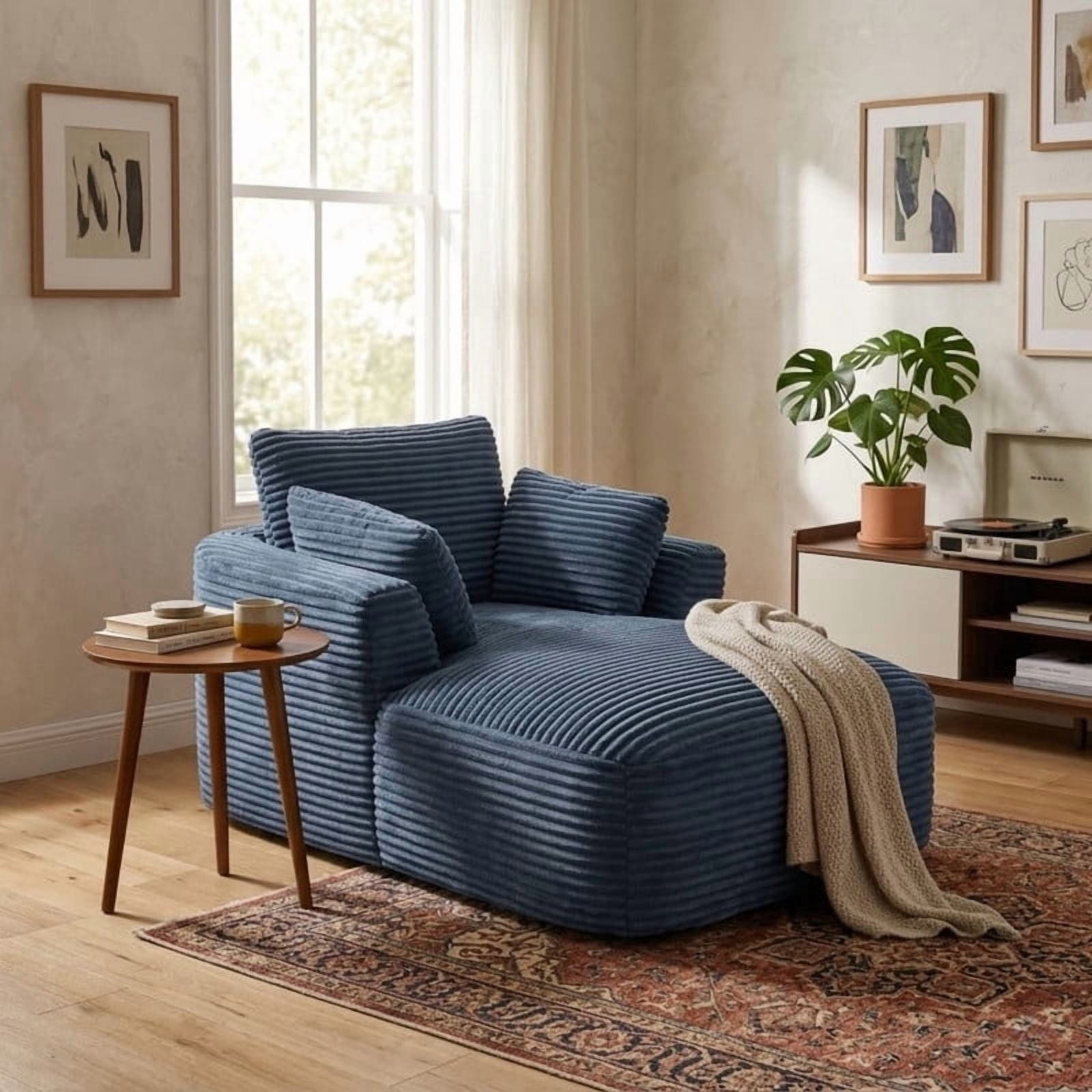 Modern Oversized Corduroy Chaise Lounge Chair, Corduroy Upholstered Modern Sleeper Sofa Lounger Chair for Living Room/Dorm/Apartment, 45.3''x64.6''