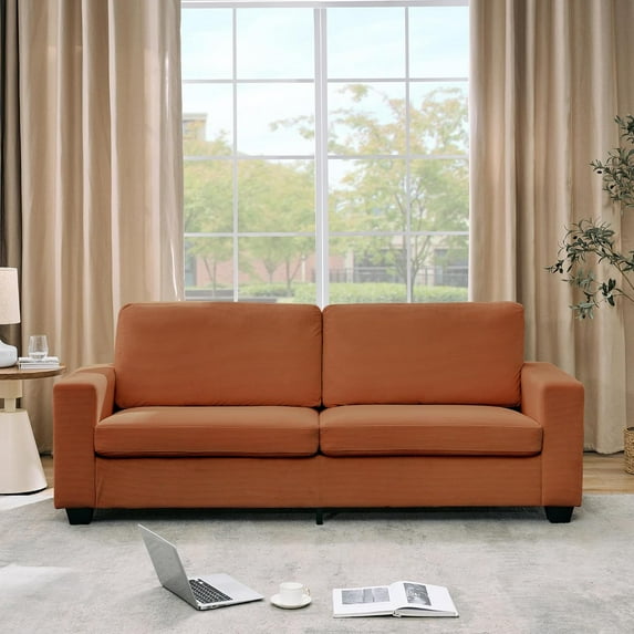 Modern Oversized Corduroy Sofa – 3-Seater Deep Seat Couch with Washable Cover, Wide Armrests for Living Room, Bedroom & Office, Red