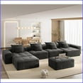 thumbnail image 1 of Modern Oversized Modular Sectional Sofa – Sparkling Chenille, 8 Pillows, No Assembly, Black | Foam+Spring, Square Arms, 1 of 26