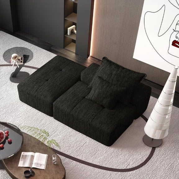 Modern Sparkling Chenille Fabric Oversized Modular Sectional Sofa for Living Room (70.87"L x 42.52"W x 25.6"H)