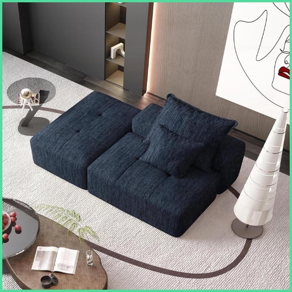 Modern Oversized Modular Sectional Sofa - Sparkling Chenille Fabric, No Assembly for Living Rooms