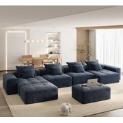 Modern Oversized Modular Sofa with Sparkling Chenille - 8 PCS DIY, No Assembly, BLUE