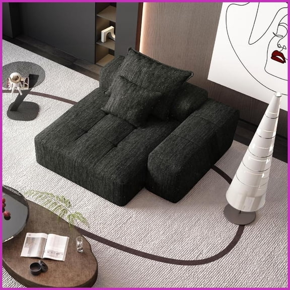 Modern Oversized Sparkling Chenille Sectional Sofa - No Assembly, 2 Pillows Included for Living Rooms