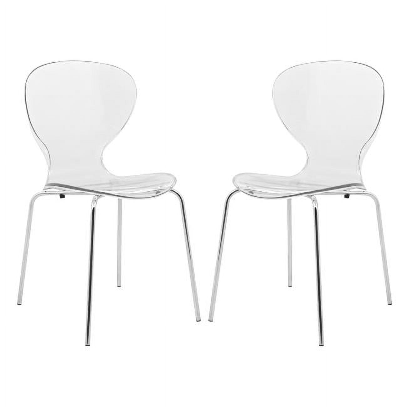 Elegant Oyster Transparent Plastic Side Chair with Chrome Legs