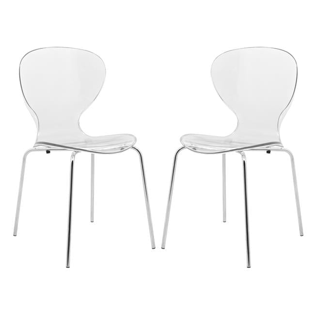 Elegant Oyster Transparent Plastic Side Chair with Chrome Legs