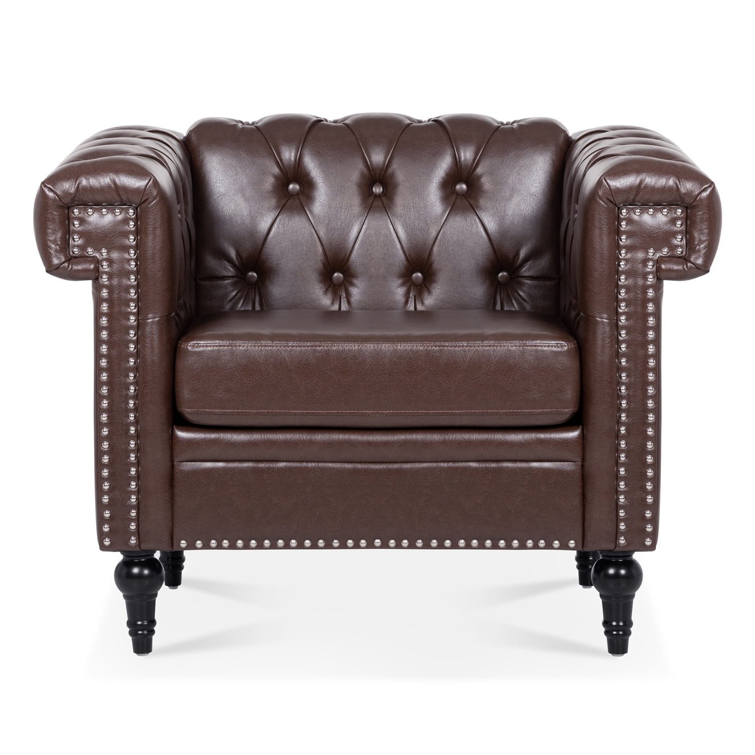 Modern PU Accent Chair Upholstered Living Room Arm Chairs ,Comfy Single ...