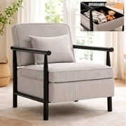Accent Chair with Hidden Storage, LEGAHOME Antique Gray Modern Arm Chair for Living Room, Comfy Corduroy Reading Armchai