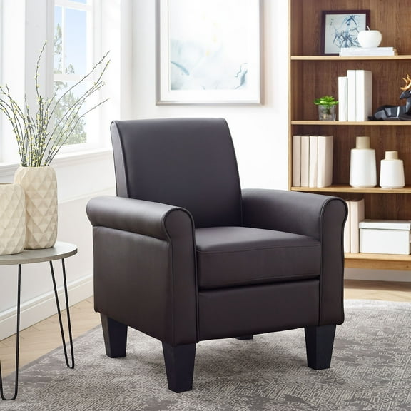 Modern PU Leather Arm Accent Sofa Seat Club Chair Living Room Home Furniture Brown