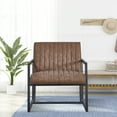 thumbnail image 1 of Modern PU Leather Armchair High Quality Lounge Chairs Metal Frame Living Room Chair, Brown, 1 of 7