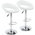 thumbnail image 1 of Modern PU Leather Bar Stools Set of 2, Adjustable Height 360° Swivel Bar Chairs with Back and Armrests, Counter Height Stools for Kitchen Island, Dining, Café, or Home Bar (White), 1 of 9