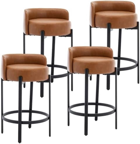 Modern PU Leather Counter Height Stools Set of 4, Upholstered 26