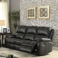 thumbnail image 1 of Modern PU Leather Upholstered Recliner 3 Seater Sofa with Adjustable Positions and Padded Cushions, Oversized Manual Rocker Recliner with Arm & Metal Base Comfy Theater Recliner for Living Room, Black, 1 of 2