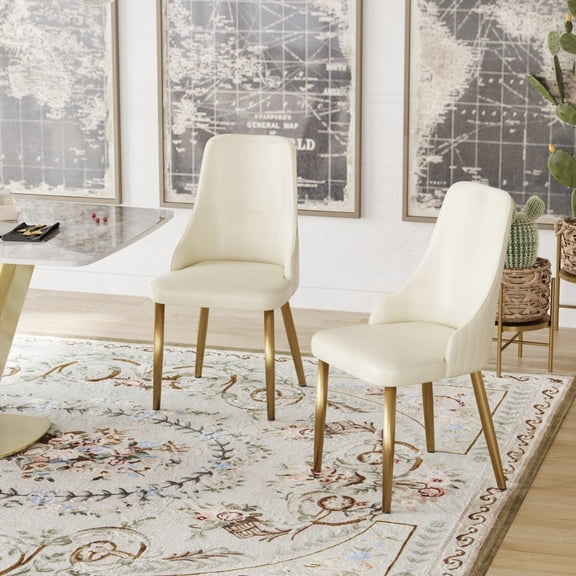 Modern PU Sponge-filled Dining Chairs - 2-Pack with Stainless Steel Legs