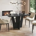 thumbnail image 1 of Modern Painted Glass Dining Table for 4 with Tempered Glass Top and Contemporary Wood Base, Elegant and Compact Italian-Style Design for Dining Rooms, Black, 1 of 11