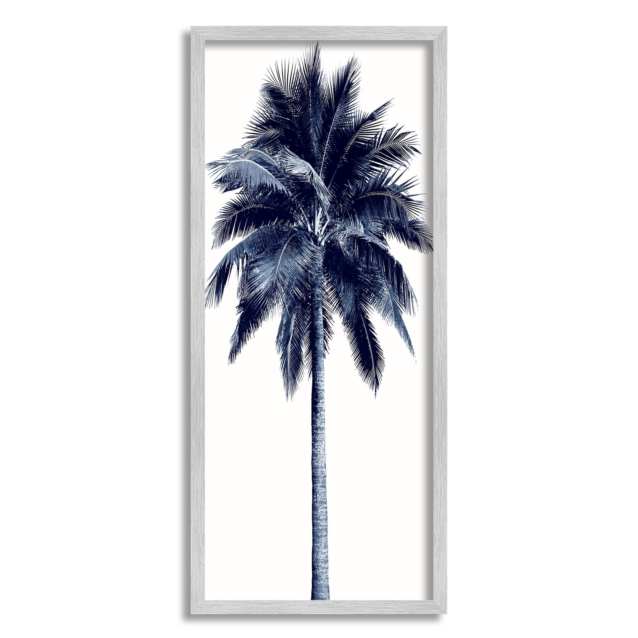 Modern Palm Tree Looming Botanical & Floral Graphic Art Gray Framed Art Print Wall Art