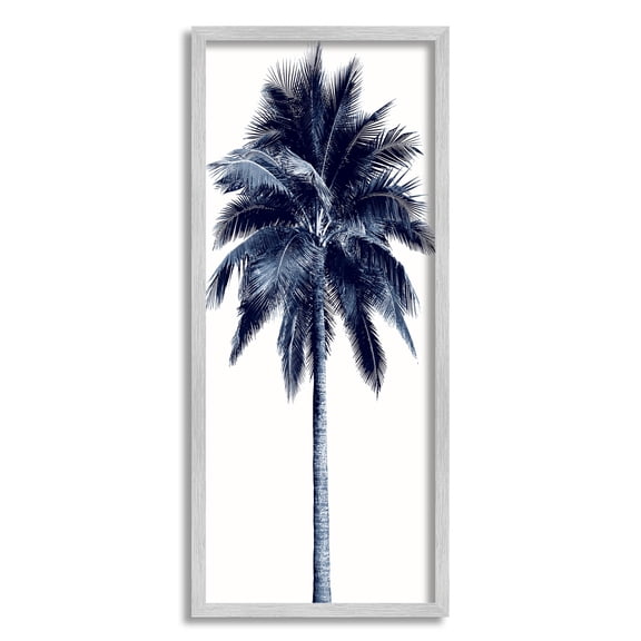 Modern Palm Tree Looming Botanical & Floral Graphic Art Gray Framed Art Print Wall Art