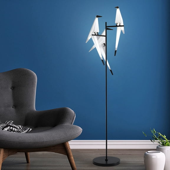Modern Paper Crane LED Floor Lamp, 4-Light Bird Shape Standing Floor Light, for Living Room Bedroom Office Decor, Dimmable Ambient Accent Lighting