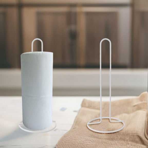 Modern Paper Towel Holder Countertop Kitchen Organizer Vertical Standing Roll Dispenser, Weighted Paper Towel Base Durable Steel Construction Fits Standard Jumbo Rolls