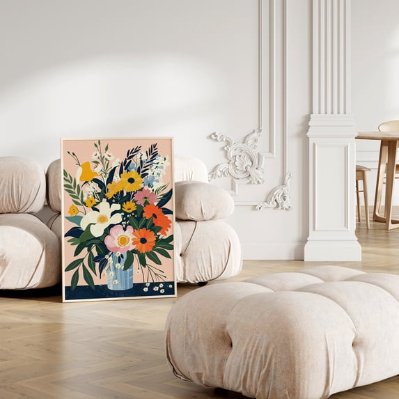 Modern Pastel Floral Motif Wall Art, Spring Like Abstract, Colorful ...
