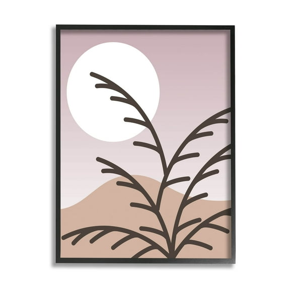 Modern Pastel Moon Branches Botanical & Floral Graphic Art Black Framed Art Print Wall Art